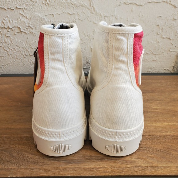 Palladium Pampa Hi Boots Womens 7 White Custom Sunset Ombre Canvas Combat Unique - Picture 3 of 12